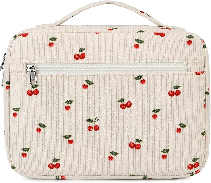 JIANYA Bible Cover for Women Girls Bible Case, Cherry Bible Cover Case for Women Girls Bible Carrying Case with Handle, Corduroy