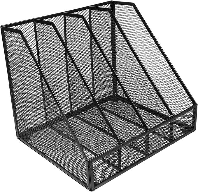 Luxshiny Iron Mesh Compartment File Holder Compartment Desk Organizer for Efficient Office Storage Iron Material for Home and Office Use