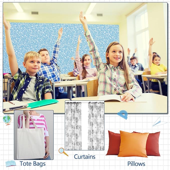 Mindsoft 1 Pc Bulletin Board Paper 48'' x 107'' Class Boards for Classroom Bulletin Boards Everyone is Welcome Classroom Board Decor Pillows Curtains Crafts (Blue Composition)