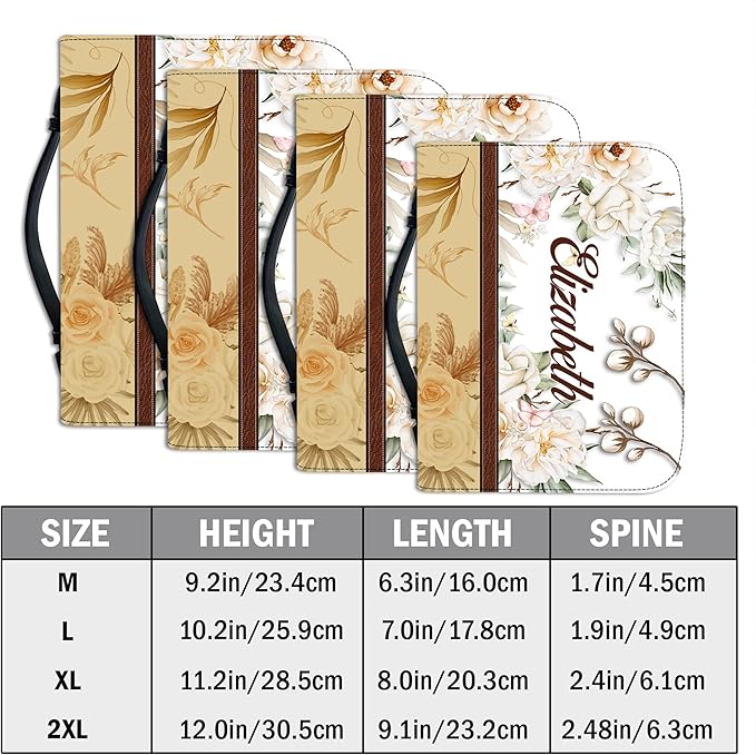 Personalized Bible Cover for Men, Christian Bible Case PU Leather, Jeus Bags Religious Appreciation Gifts for Women Girls Daughter Christian with Handle Zipper (BIBLE-07, M-2XL)