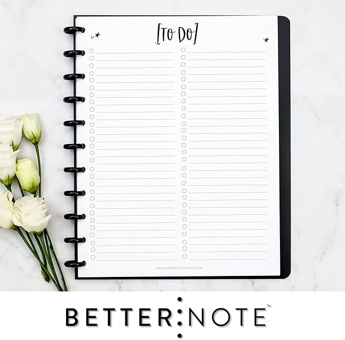 BetterNote To Do List Refill Pages for Disc Notebooks, Fits Levenger Circa, Happy Planner, Staples Arc, TUL, Talia (11-Disc, 8.5"x11", Whimsy- 25 Sheets)