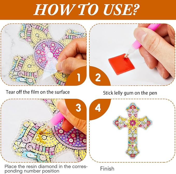 Anserdrm 6Pcs Diamond Art Bookmarks Kit - DIY Paint with Diamonds Bookmarks with Pendant, Arts and Crafts Kits for Adults, Perfect Craft Gifts