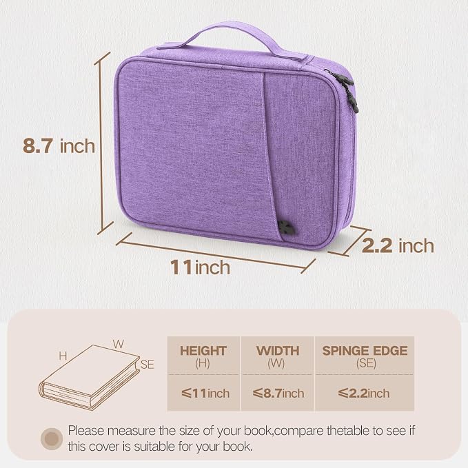 MOSLA Bible Cover Bag with for Women Men, Scripture Study Carrying Book Cover Church Bag with Handle and Pocket for Fathers Mothers Mom Kids, Catholic Church, Christian Gifts (violet, M)