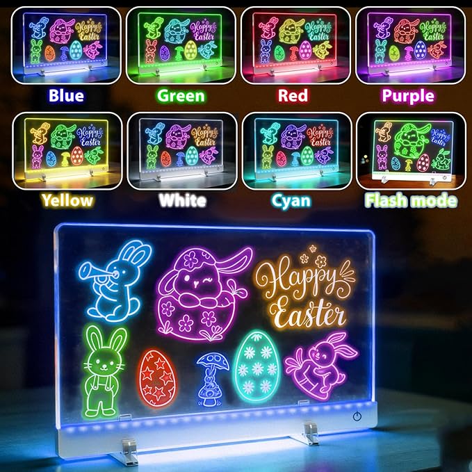 Rechargeable LED Drawing Board for Kids Dry Erase Board,16 inch Drawing Tablet, 7 Color Lights Up Acrylic DIY Custom Neon Sign for Mother's Day, Birthday Gift for Girls Teen 3-12 Year Old