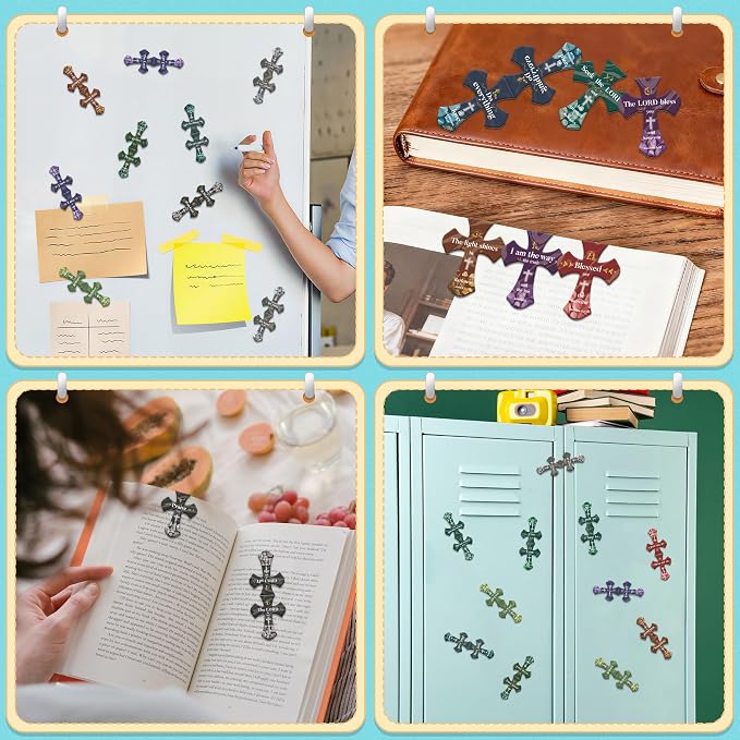 100Pack Magnetic Bookmarks Christian Bookmarks Bulk Cross Bible Bookmark for Reading Women Men Kids Teacher Book Lovers Gifts, Religious Magnet Bookmark Clips Cute Personalized Book Markers (Vintage)