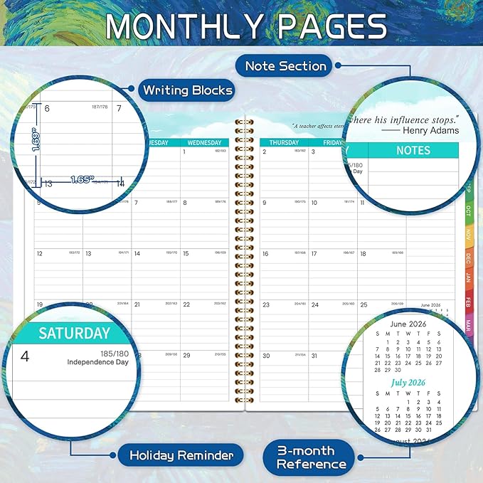 Teacher Planner 2026-2027 - Academic Planner 2026-2027 from July 2026 - June 2027, 8.5" x 11", Weekly & Monthly Lesson Plan Book, Helps Better Teaching