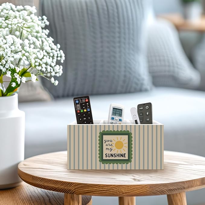 Boho Classroom Pen Holder, You Are My Sunshine Office Pen Pencil Holder Organizer for Desk Accessories, Retro Striped Wooden Box Desk Decor for Kids Nursery Room Office Desk Decorations