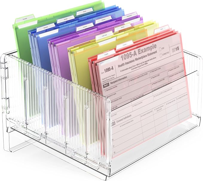 File Sorter Organizer, 5 Sections Acrylic Letter Tray for Desk, Mail Organizer Letter Holder for Envelopes, Mail, Electronics 2Pack 2PCS