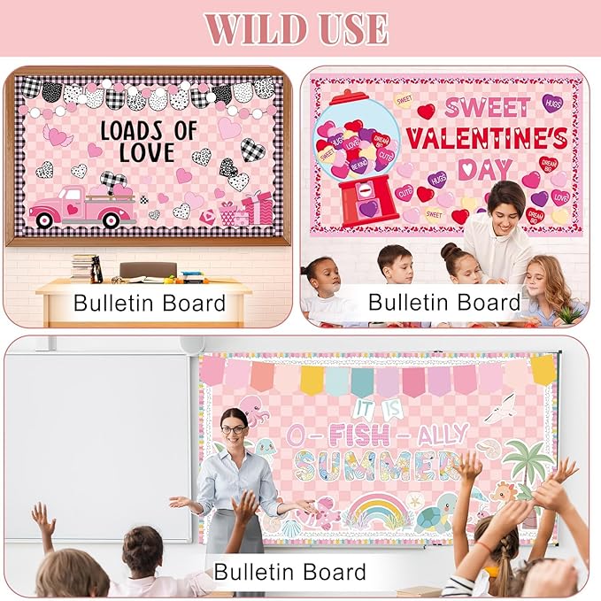 Pink Checked Bulletin Board Roll Pastel Pink Reusable Waterproof Erasable Bulletin Poster Non-Woven Fabric Bulletin Board for Mother's Day Easter Classroom Decor Wrapping Paper Crafts 15.55in x 12ft