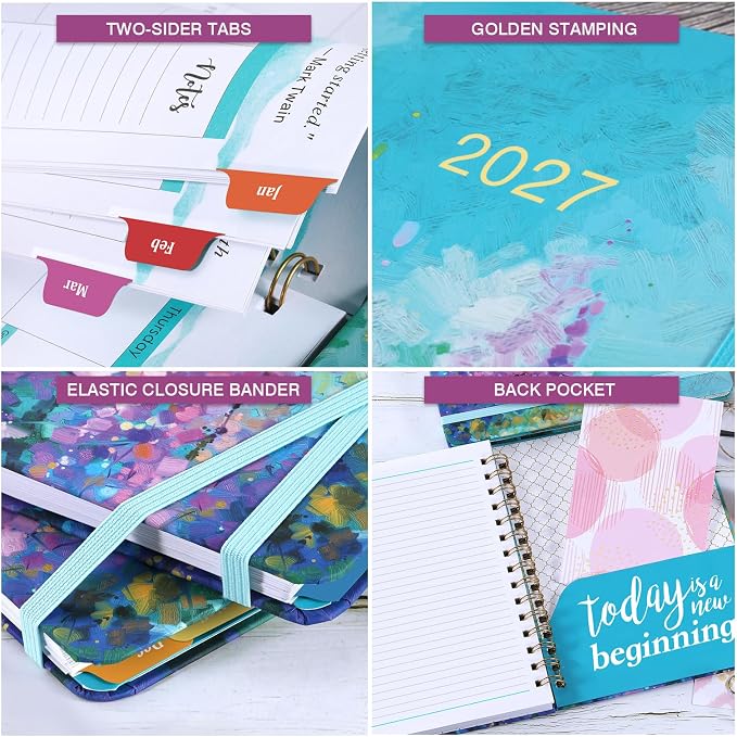 2027 Planner - 2027 Planner Weekly and Monthly, JAN.2027 - DEC.2027, Planner 2027, 6.5" x 8.5", 27 Calendar Planner, Weekly and Monthly Planners with Inspiring Quotes, Colorful Tabs, Pocket, Hardcover