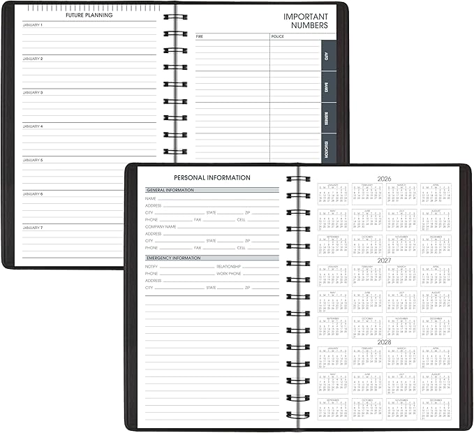 AT-A-GLANCE 2027 Appointment Book Planner, Daily, 5" x 8", Quarter-Hour, Black (708000527)