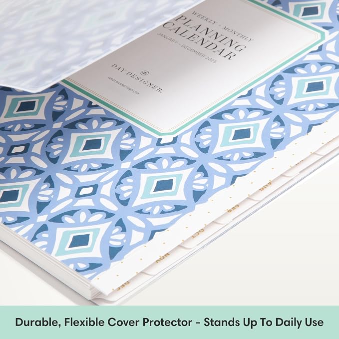 Blue Sky Day Designer 2027 Weekly and Monthly Planner Calendar, January 2027 - December 2027, 5" x 8", Flexible Cover, Durable Twin Wire Binding, Storage Pocket, Includes Stickers, Tile