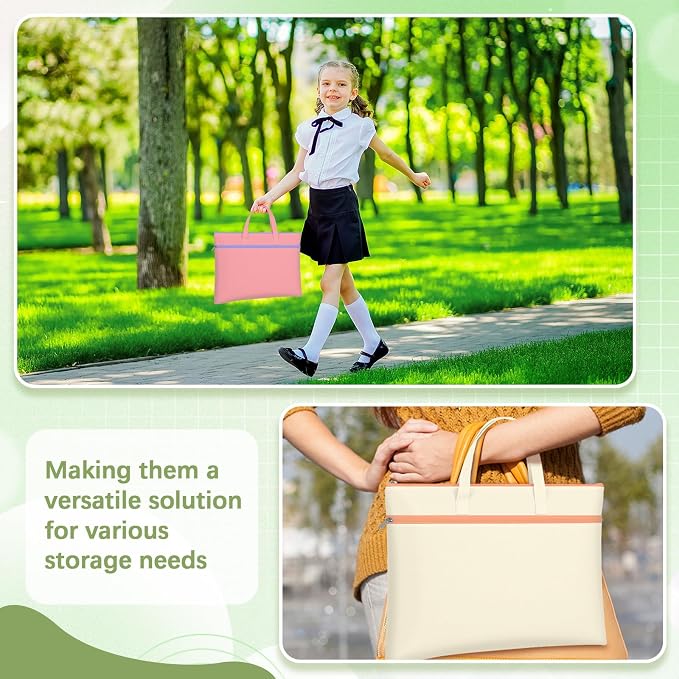 10 Pieces Project Bags Document Bags with Zipper Handle A4 Double Layer Waterproof Document Bag File Storage Foldable Bag Multicolor for Office Travel Project