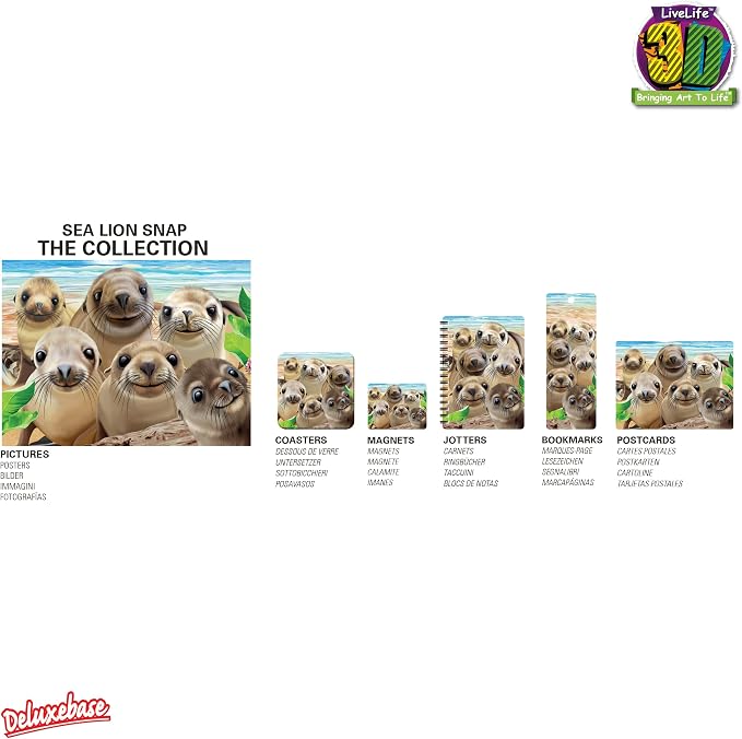 3D LiveLife Bookmark - Sea Lion Snap from Deluxebase. Cute Lenticular Seal Page Marker. Animal Themed Accessories for Book Lovers. Small Gifts for Men, Women, Writers and Teachers.