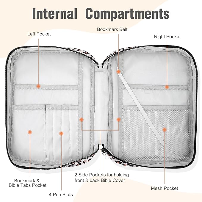 Bible Cover, Carrying Bible Case Book Cover Church Bag with Handle Large Size 10 * 7.5 * 2.5in, Book Protective Case w/ 200 PCs Tabs for Men Women, Gray