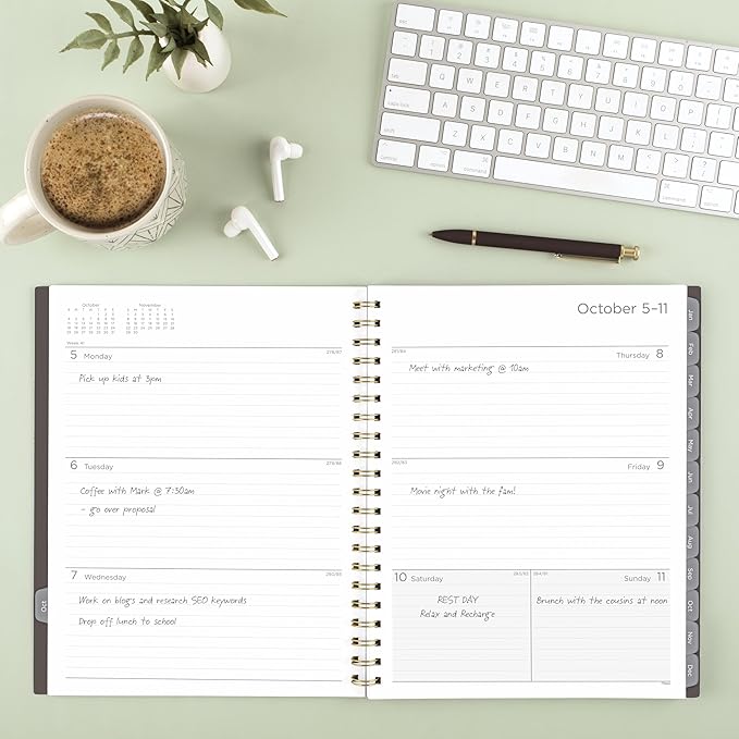 Mead 2027 Planner, Weekly & Monthly, 15-Month Oct-Dec, 8.5" x 11", Ground Coffee (CRW6200427)