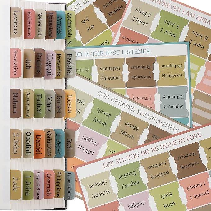 Mr. Pen- Bible Tabs, 75 Tabs, Boho Style, Laminated Bible Tabs for Women and Men, Bible Tabs for Study Bible, Large Print Bible Index Tabs, Bible Book Tabs, Bible Labels Tabs, Mr. Pen Bible Tabs