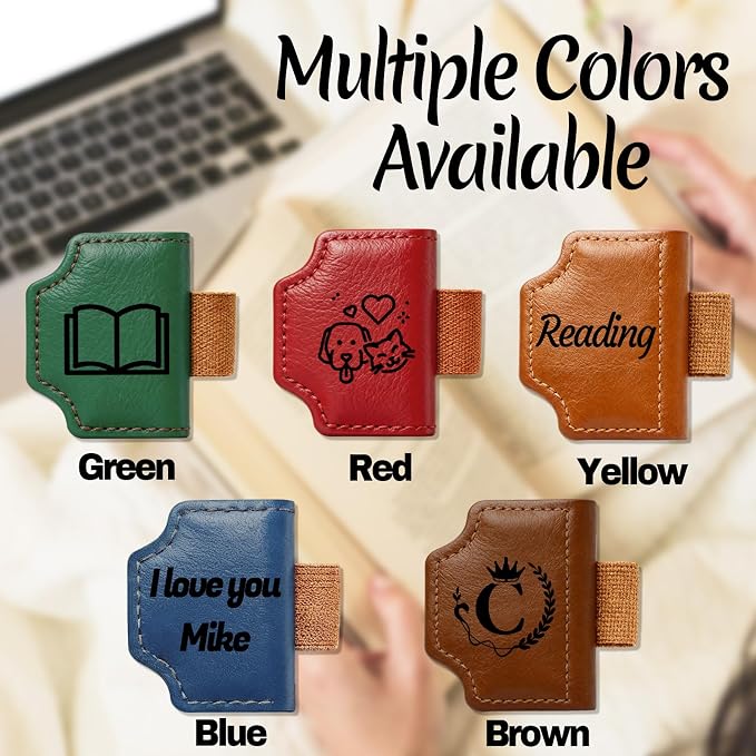 Custom Bygone Mark Bookmark with Pen Holder, 26 Letters Name Initial Logo, Personalized Magnetic Leather Book Mark, Personalized Gifts for Reading Book Lovers Women Men Teachers (Style 3)