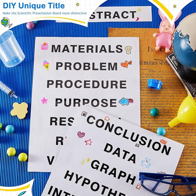Lewtemi Self Adhesive Presentation Science Fair Subtitles Display Boards for Classroom Office Science Fair Titles Supplies(8 Set)
