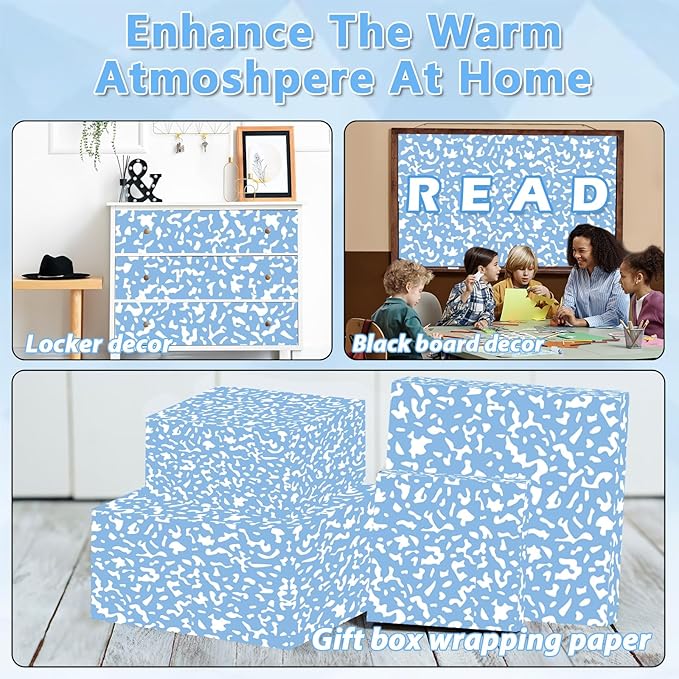 Composition Blue Bulletin Board Paper Roll Blue Dot Bulletin Board Background Paper Fade Resistant Classroom Decoration Poster for Art Craft DIY Projects Home Office Wall Party Supplies 17.7in x 20ft