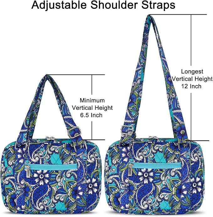 Bible Cover for Women with Adjustable Straps, Large Study Bible Carrying Case Bag with Zip Pocket, 10x7x2.7 Inches