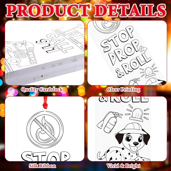 Dispowreath 60 Pcs Fire Safety Coloring Bookmarks Color Your Own Fire Prevention Blank Firefighter Bookmarks Safety Lessons Gifts for Teachers & Students Classroom Supply Prizes Party Favors