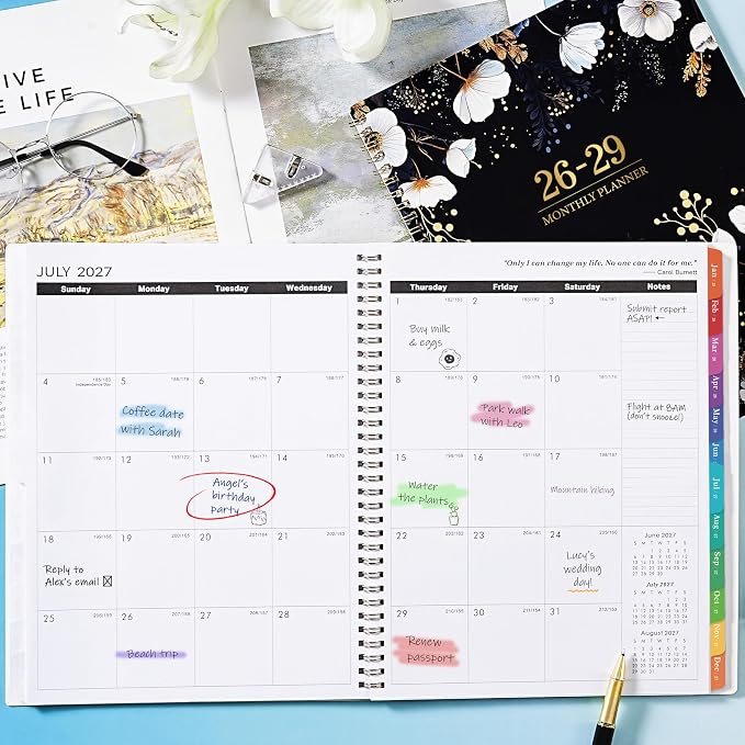 2026-2029 Monthly Planner/Calendar - July 2026 - June 2029, 9'' x 11'', 3 Year Monthly Planner 2026-2029, 36-Month Calendar with Tabs,Inner Pocket, Twin-wire Binding, Enterprise