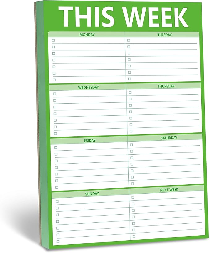 90 Sheets Weekly Planner, Magnetic Checklist Notepad with to Do Lists for Office or School, Grass Green