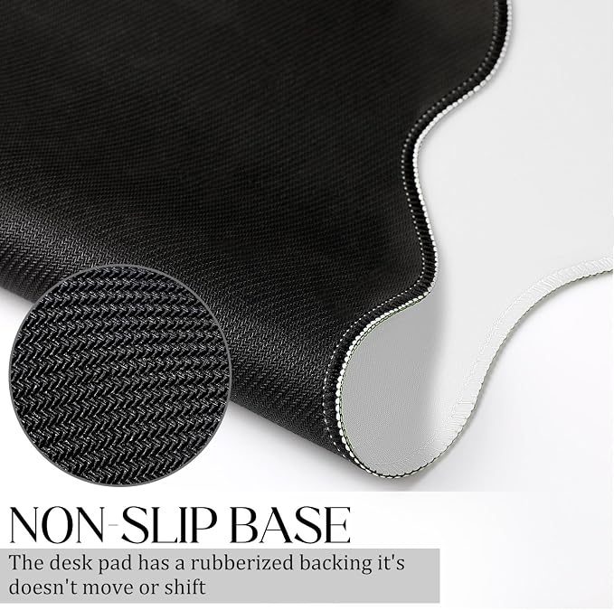 Hahafelt Scalloped Desk Mat Large Desk Pad Cute Coquette Table Mat Back to School Preppy Table Make up Pad Nonslip Graduation Gift with Stitching Waterproof Gaming(White,23.6 x 13.8 Inches)