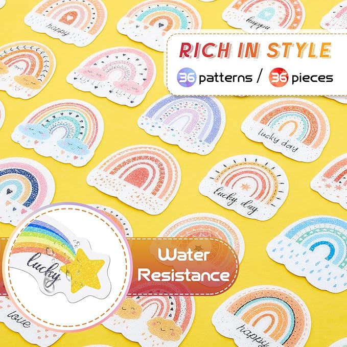 Gersoniel 36 Pcs Anxiety Sensory Stickers Strips Adhesive Textured Mental Health Calm Stickers Mindfulness Fidget Decals Stress Anxiety Relief Items for Therapy Office Desk(Boho Style)