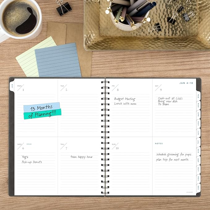 AT-A-GLANCE 2027 Planner, Weekly & Monthly, 13-Month Jan-Jan, 8.5" x 11", Signature, Gray (YP9050727)