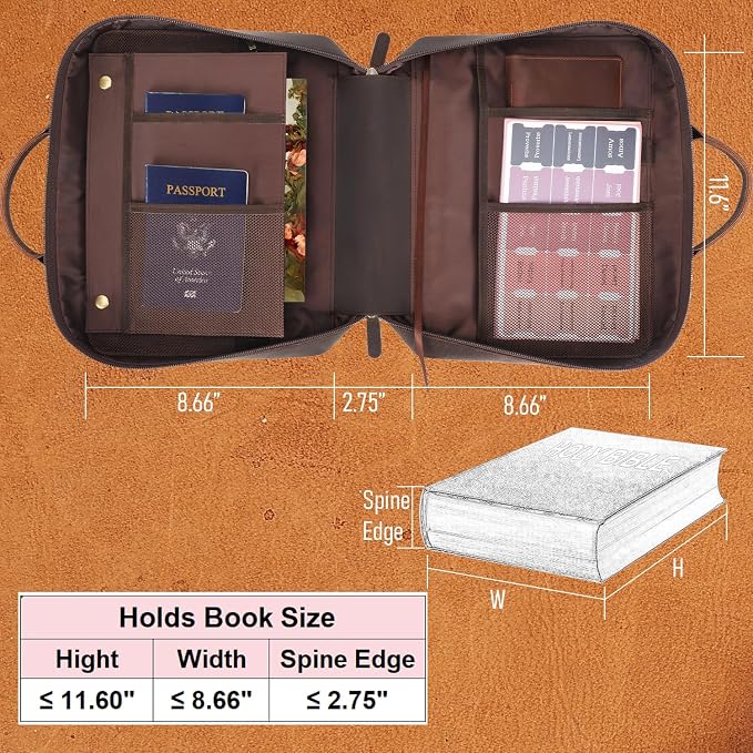 STAR VISTA Benedictus Full Grain Leather Bible Cover, Church Book Bag with Detachable Highlighter Panel, 12-Color Highlighter Set, Gel Pen & Bible Index Tabs Included