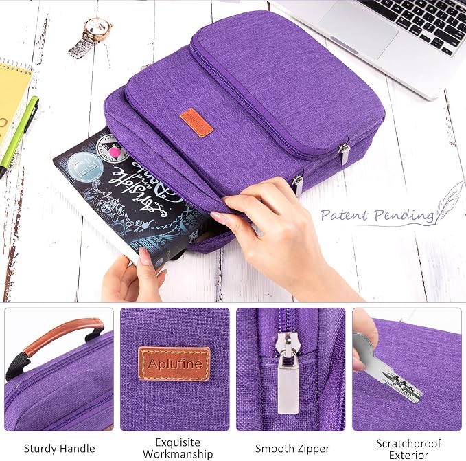 Aplufine Large Book Sleeve with Zipper, Book Pouch(9.5 X 12.5), Book Protector Pouch, Book Sleeve for Book Lovers, Book Cover, Book Carrying Case for Book Accessories, Study Suppliers