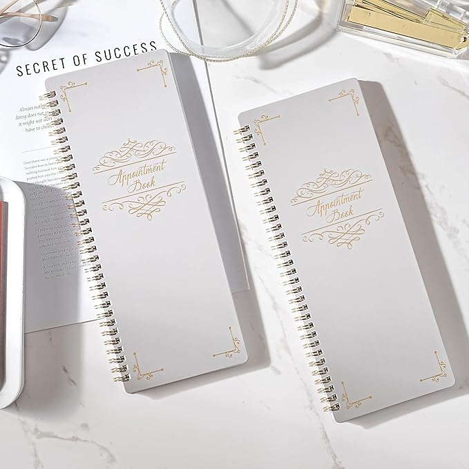 Appointment Book – Undated Salon Appointment Book, 2 Column, 11.5" x 4.7", Daily/HourlyPlanner with 200 Pages, 6 AM - 9 PM, 15 Minute Intervals Day Planner, Twin-Wire Binding, Hardcover - Gray