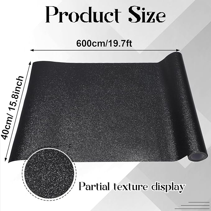 gisgfim 16" x20ft Glitter Bulletin Board Paper Roll Sparkle Color Bulletin Board Background Poster Paper Non Fading Gift Wrapping DIY Art Crafts for Office Classroom Decoration, Black