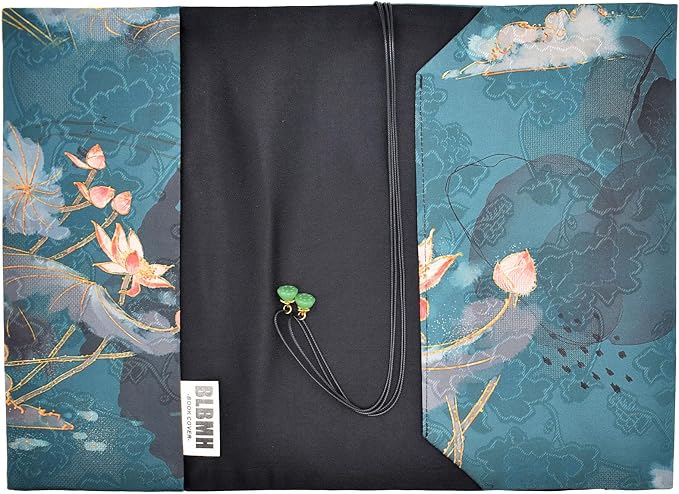 BLBMH 6.5x9.5 Bible Cover Fixed Non-Stretch Fabric Book Protector with Bookmark | Handmade Washable Sleeve for Hardcover/Paperback | Gift for Women - Lotus