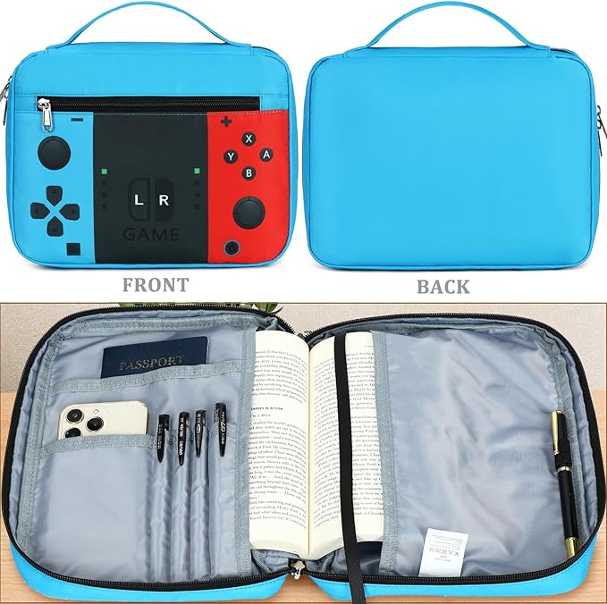 JIANYA Bible Cover for Boys Kids Bible Case Church Bag Childrens Bible Bag with Handle and Zippered Pocket Gamer