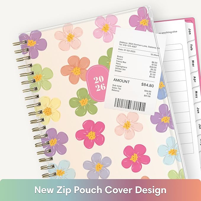 Blue Sky Gen Z 2026 Weekly and Monthly Planner Calendar, January 2026 - December 2026, 5" x 8", Flexible Cover With Zip Pouch, Durable Twin Wire Binding, Laminated Tabs, Storage Pocket, Capri