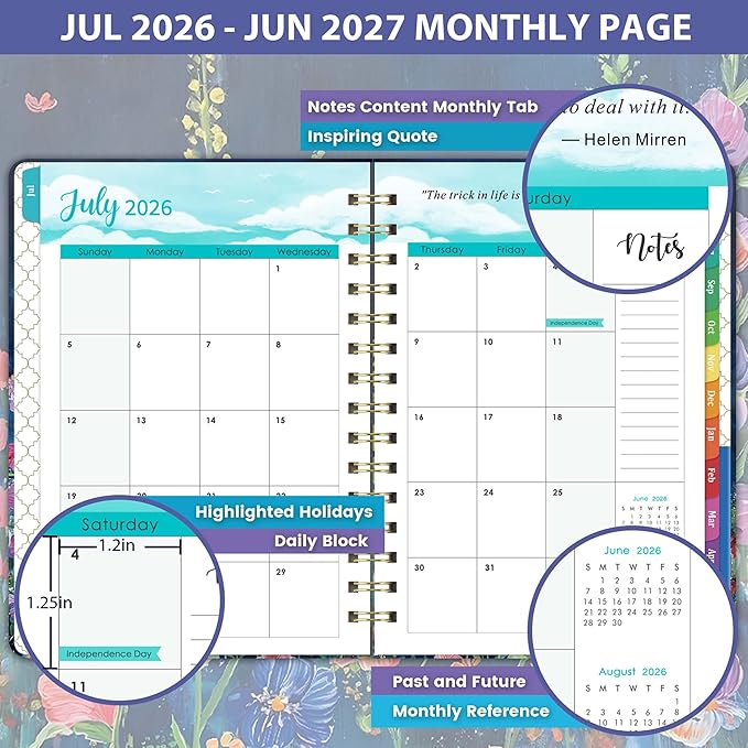 Planner 2026-2027 - 2026-2027 Planner Weekly and Monthly from July 2026 to June 2027, 6.4'' x 8.5'', with Thick Paper, Inner Pocket