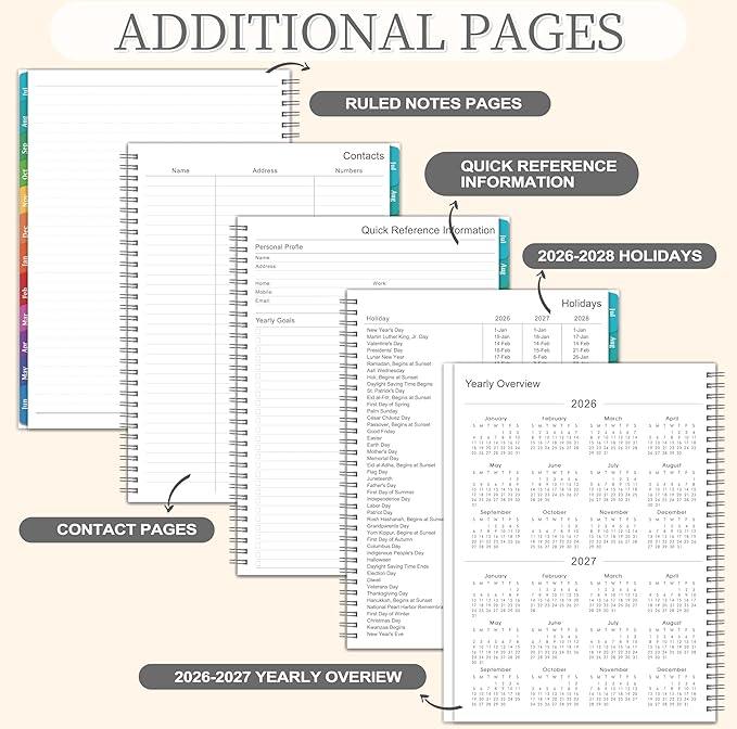 2026-2027 Planner - 2026-2027 Weekly and Monthly Planner, 9” × 11”, from JUL 2026 to JUN. 2027, Inner Pocket, Premium Paper, Twin-wire Binding, Make Life Productive - Gray
