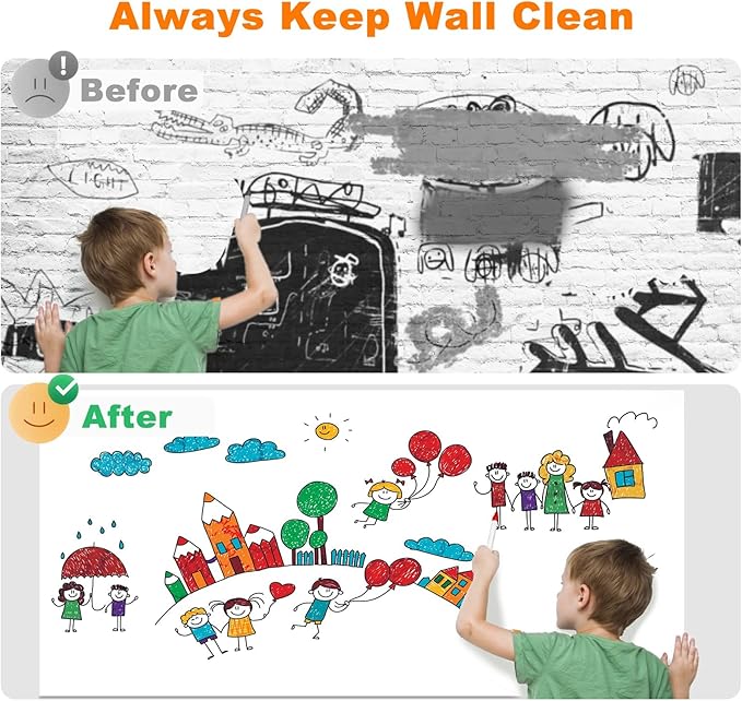 Nortix White Board Paper for Wall, Whiteboard Contact Paper, Dry Erase Peel and Stick Wallpaper Stain-Proof Dry Erase Wall Decal, 1 Piece (4x6ft)