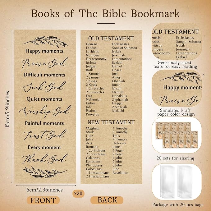 Lincia 20 Sets Christian Father's Day Birthday Gifts Bulk, Bible Verse Bookmarks Keychains with Bamboo Pens Religious Church Gifts Bulk for Men Ministry Bible Study Pastor Appreciation Church Events