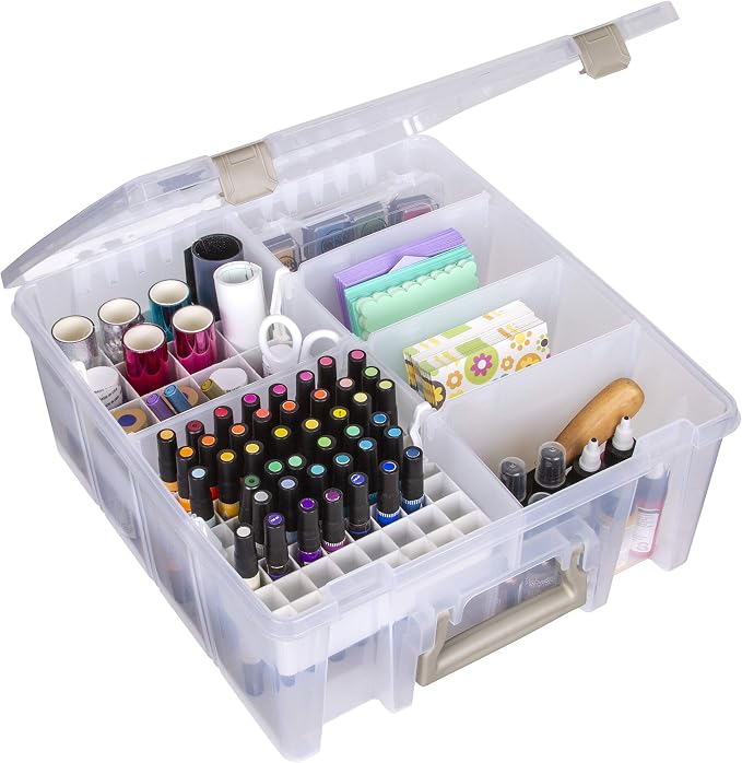 ArtBin 6993SP Super Satchel Double Deep with Papercrafting Accessory Tray, Clear, 1 Satchel & 1 Tray