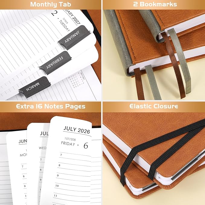 2026-2027 Diary - Daily Planner 2026-2027, July 2026 - June 2027 Appointment Book, 5.75" x 8.5", Hourly Planner with Tabs/Pen Loop/Bookmarks