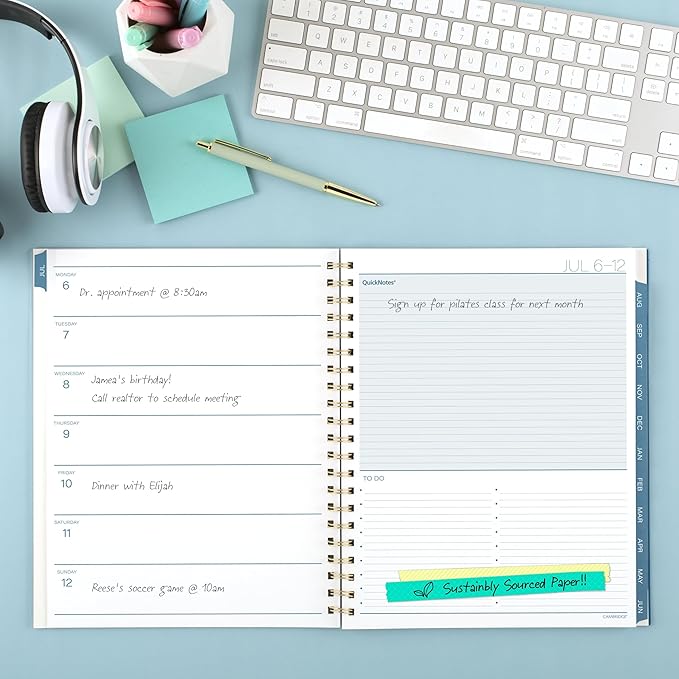 Cambridge Planner 2026-2027 Weekly & Monthly Academic 12-Month July-June, 8-1/2" x 11", Oceana (1799-905A)