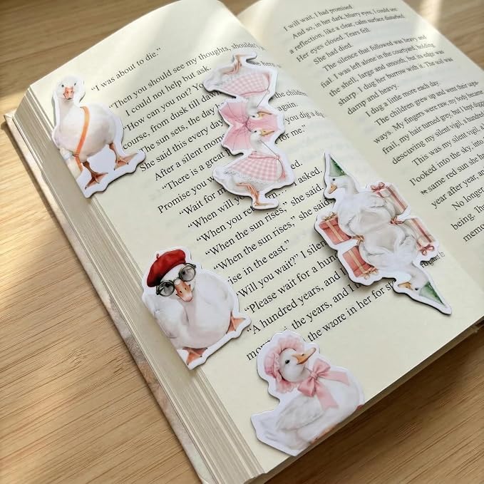 Goose Magnetic Bookmarks Gifts - 15 Pcs Silly Cute Funny Bookmark for Women Kids Book Lovers Students Bookworms Birthday Graduation Gift Magnet Page Clips School Office Reading Accessories