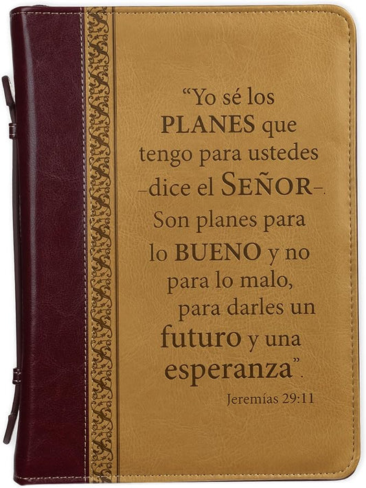 Christian Art Gifts Portada clásica de la Biblia Forro Simil Cuero Yo Se Los Planes Jeremías 29:11, Marrón, Grande
