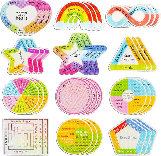 Tastin Calm Strips Anxiety Relief Adhesive Sensory Stickers, 36 Pcs - Safe Materials & Waterproof, Ideal for School, Office, and Classroom Use - A Thoughtful Christmas Stocking Stuffer