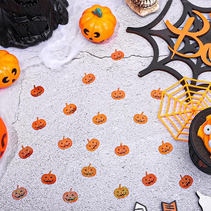 Whaline 1200Pcs Halloween Mini Laser Stickers Orange Pumpkin Self-Adhesive Stickers Sparkly Label Decals for Craft Scrapbook Envelope Card Teacher Reward, 10 Sheets