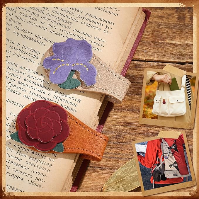 2PCS Leather Magnetic Bookmarks for Women, Personalized Leather Bookmark, PU Magnet Bookmark Clips Book Holder